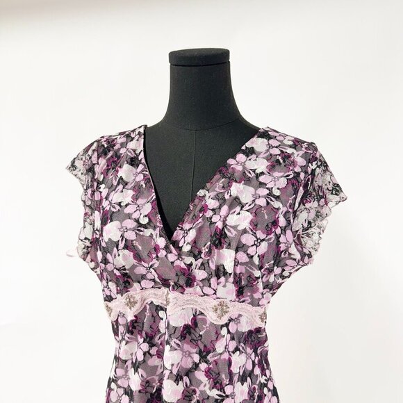 BRAND NEW WITH TAGS PINK AND PURPLE LACE TOP - Picture 2 of 8